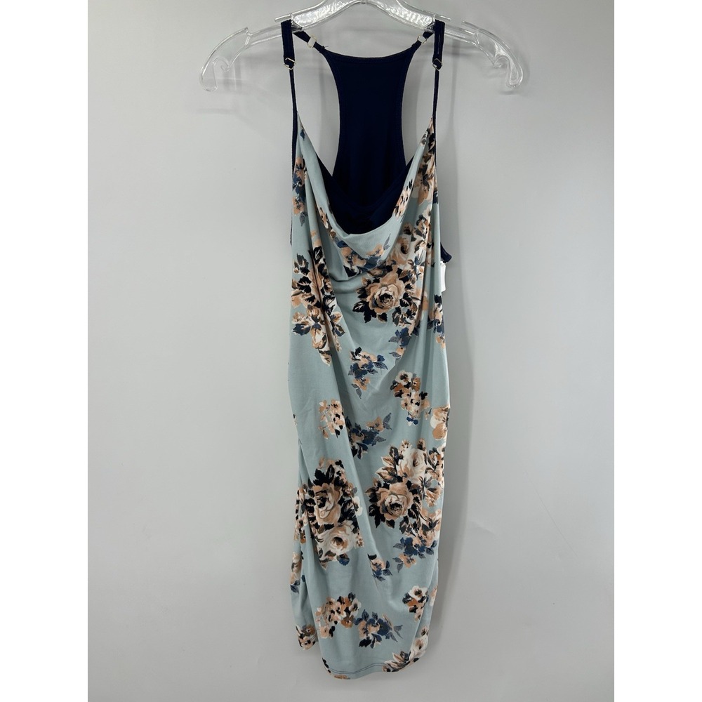 Autumn Teneyl Womens Floral Athletic Dress Built In Bra Small Blue Cowl Neck
